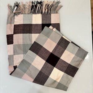 NWT - Plaid Fringe Maxi Scarf - Cabincore - Academia